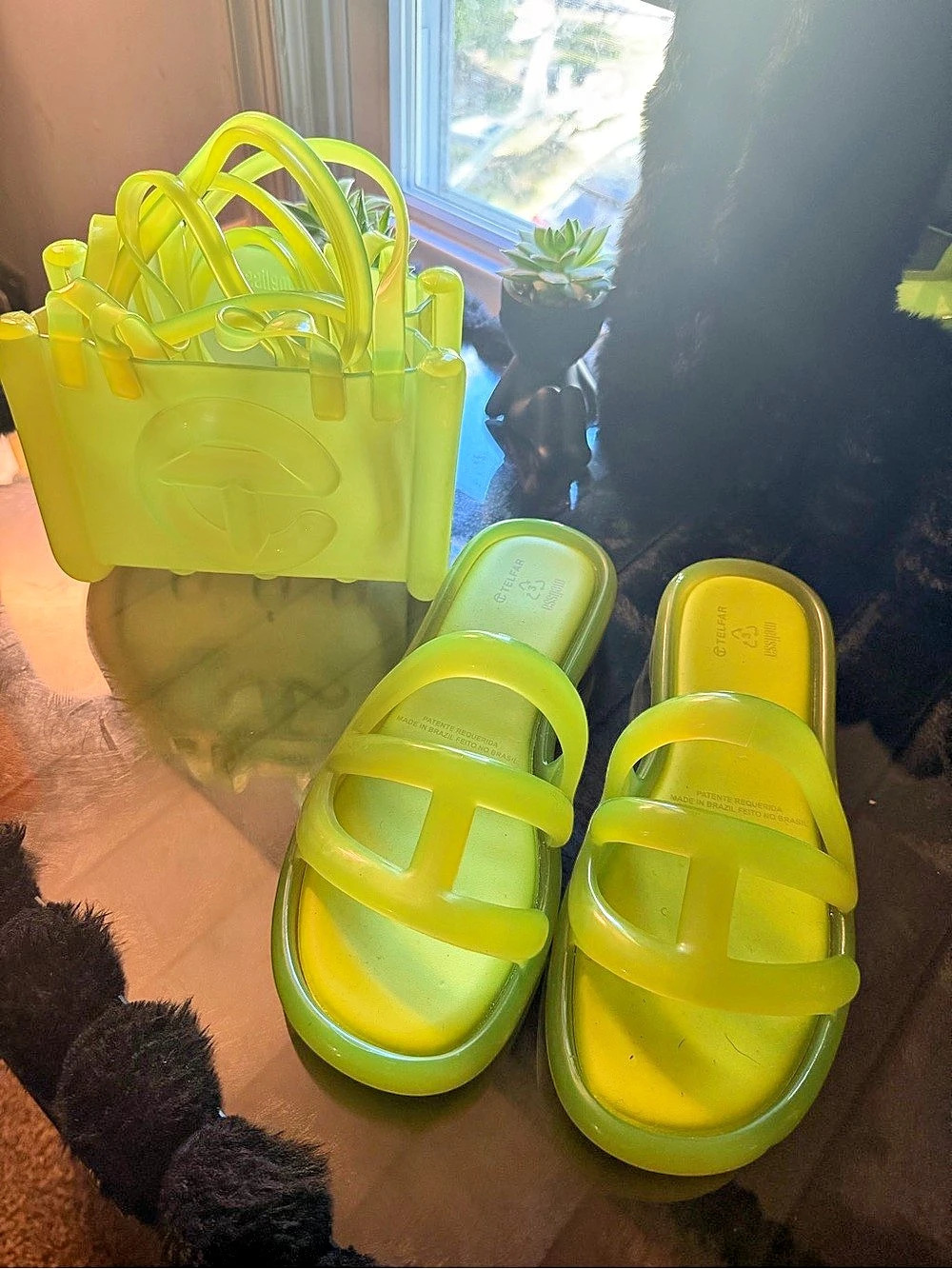 Melissa Yellow Jelly Sandals with Matching Bag